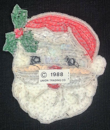 VINTAGE NOS SANTA FACE 6" or 4" SEQUIN CHRISTMAS SEW ON CRAFT PATCH - Picture 6 of 10