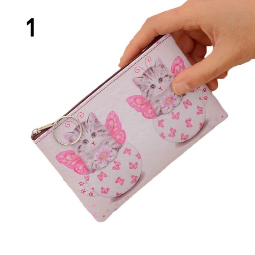 Girls Coin Purse Kids Cute Cat Print Mini Wallet Zipper Cartoon Bag Pouch - - Bild 4 von 16