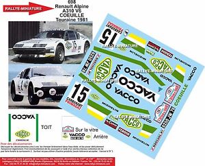 DECALS 1//18 REF 1017 PEUGEOT 205 GTI BOUQUET RALLYE TOURAINE 1987 RALLY
