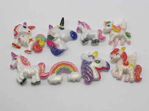 20pcs Assorted Glitter Flatback Resin Horn Horses Unicorn Cabochons Scrapbooking - Picture 6 of 8