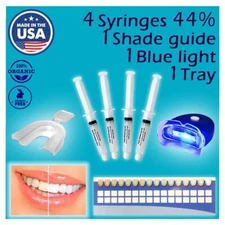 44% TEETH WHITENING PROFESSIONAL DENTAL SYSTEM KIT AT HOME 4 GEL + 1 LIGHT USA!