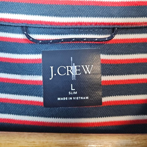 J Crew Herren Poloshirt Gr. L rot weiß grau Streifen Baumwolle & Coolmax Polyester - Bild 2 von 7