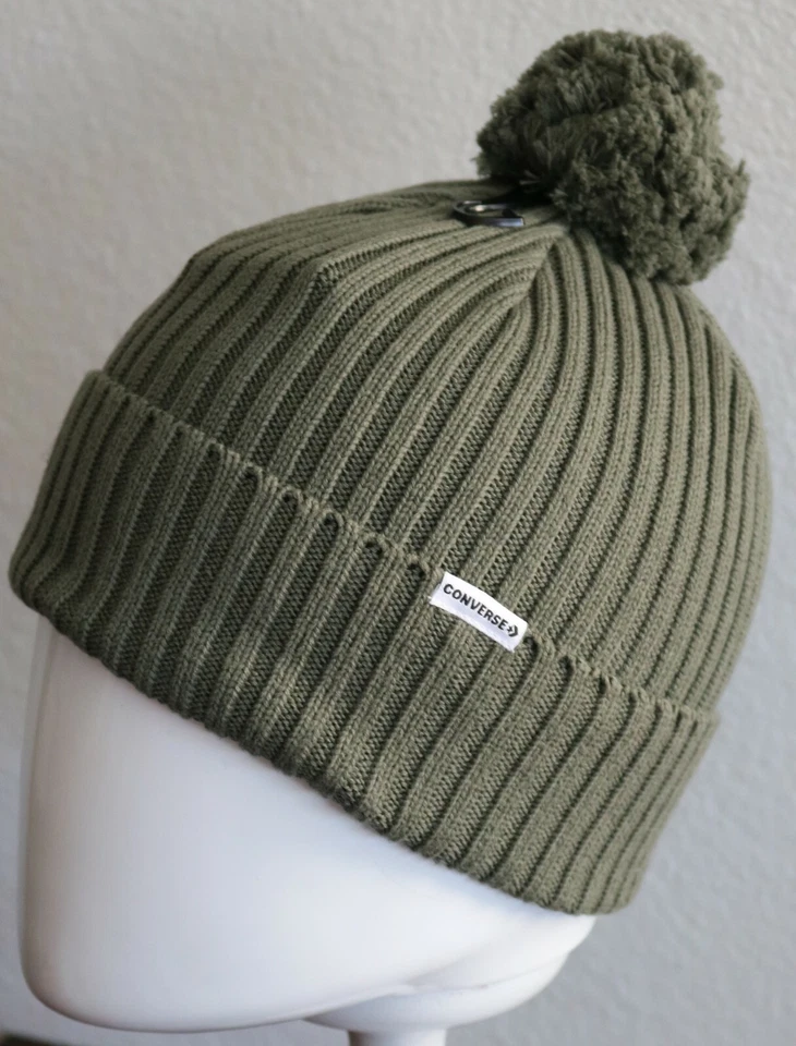 Gorro Converse Rib Knit Pom feminino verde tamanho único 100% algodão - Imagem 2 de 4