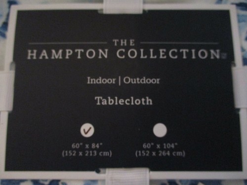 NEW THE HAMPTON COLLECTION TABLECLOTH BLUE/WHITE INDOOR/OUTDOOR TABLECLOTH 60X84 - Picture 5 of 6