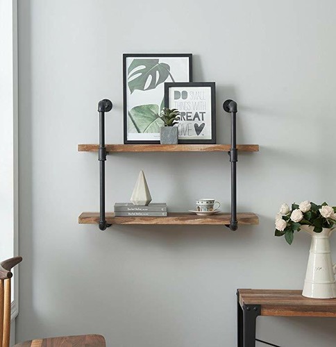 Industrial Pipe Double Shelf Unit, For Conservatory, Bookcase, Kitchen, Bedroom - Picture 6 of 7
