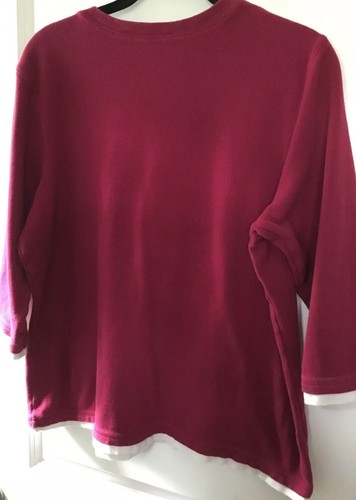 Denim & Co. 3/4Sleeve V Neck Knit Top In Size Large-Maroon - Picture 3 of 3