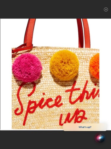 Kate Spade New York Spice Things Up Bommeltasche Leder + Stroh Neu mit Etikett - Bild 4 von 5