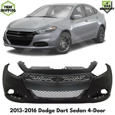 Front Bumper Cover Fascia & Grille Assembly Black Kit For 2013-2016 Dodge Dart