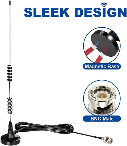 Antenne Base Magnétique 20-1300MHz pour Radio Amateur Bidirectionnelle BNC Mâle Compatible - Photo 2/12