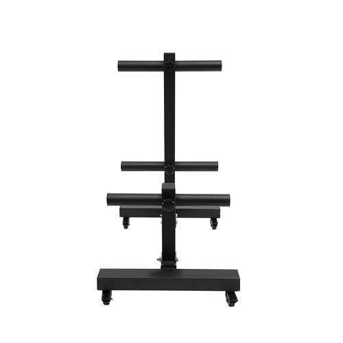 Black Weight Plate Storage Tree Space-saving 4 Universal Wheels For Gym Home New - Picture 11 of 14