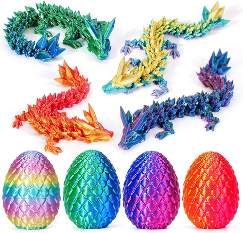 4PCS 3D Printed Easter Dragon Egg, Articulated Crystal Dragon Fidget Toy, Surpri - Picture 7 of 12