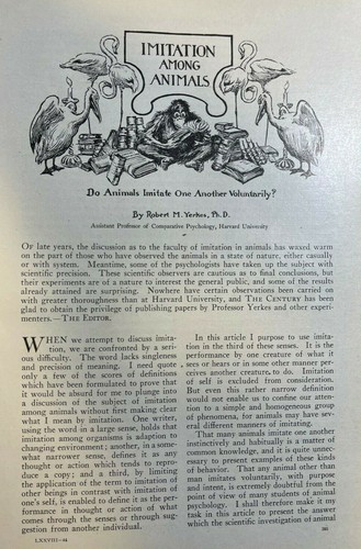 Imitación entre animales 1909 por Robert M. Yerkes ilustrado - Imagen 1 de 3