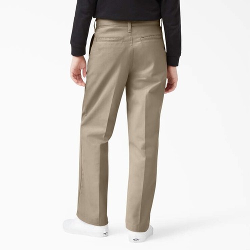 Dickies Flat Front Classic Fit Khaki Young Men’s Twill Pants 33 X 32 New - Picture 2 of 5
