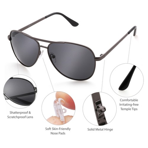 Shades Polarized Aviator Sunglasses for Women Men Vintage Driving Mirrored Case - Picture 35 of 265