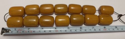 UNIQUE HUGE 190g YELLOW MARBLED BAKELITE PRAYER BEADS ROSARY MISBAHA ISLAMIC - Picture 15 of 20
