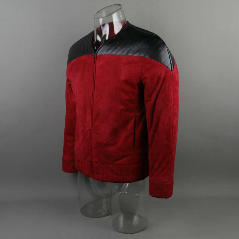Chaqueta uniforme de trabajo Capitán Picard para la próxima generación TNG roja Top disfraces Foto 2 de 4