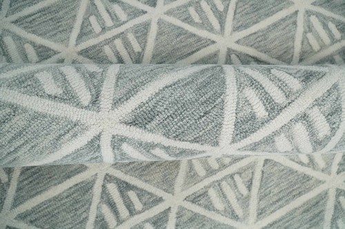 Handgetufteter 5x7,6 Elfenbein und Silber Geometrische Form Wolle Vorleger-DD/MA248 - Bild 6 von 11