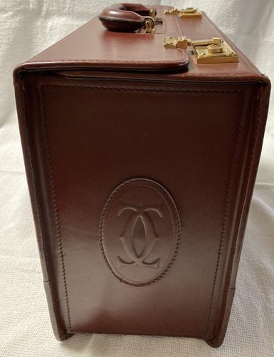 Vintage Cartier 80s Hard Jet Case Pilot Luggage Suitcase Briefcase Leather LARGE - Picture 3 of 8