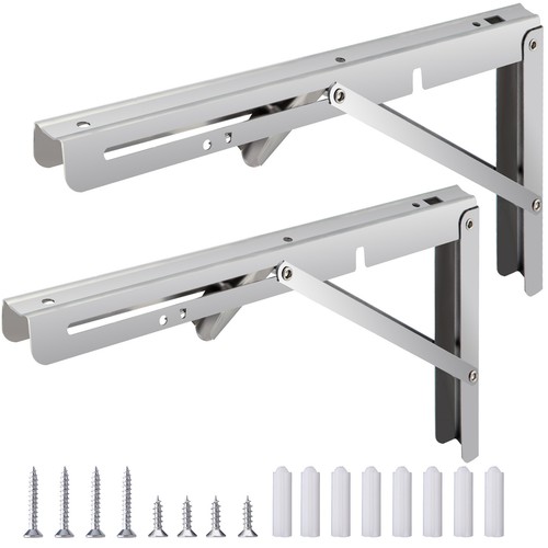 2-10x Folding Shelf Brackets Campervan Heavy Duty Bench Table Worktop Wall Hinge - Picture 3 of 24