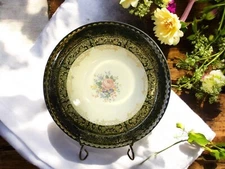 Taylor Smith & Taylor Vegetable Serving Bowl 4532 Green Gold Floral 8 7/8"