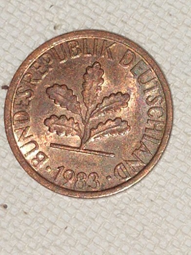 GERMANY BUNDESREPUBLIK DEUTSCHLAND 1983 D ONE PFENNIG COIN