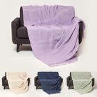 100% Cotton Lightweight Handwoven Textured "KASHI" Throw Blanket with Tassels