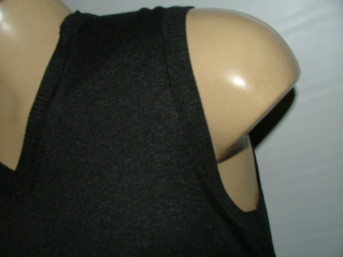 MENS FACONNABLE V-NECK VEST SIZE L SILK COTTON CASHMERE CHARCOAL SOLID #160 - Picture 3 of 4