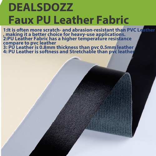 PU Vinyl Leather Fabric Renovate Auto Upholstery Sun Cold Crack Mildew Resistant - Picture 2 of 23