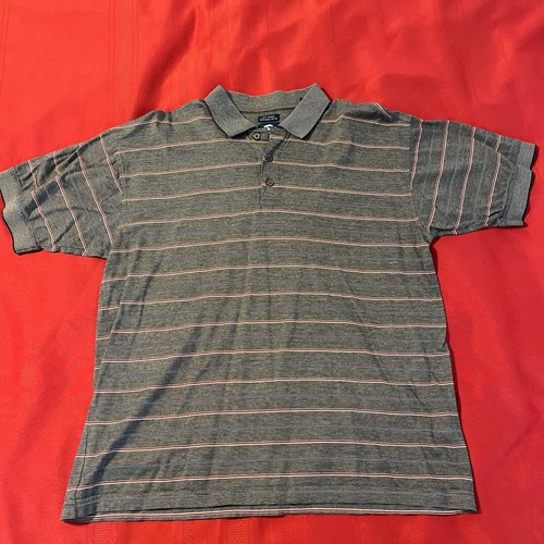 Pebble Beach PGA Golf  Grey With Stripes Medium Polo Golf Shirt - Picture 1 of 8