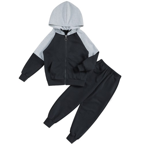 Kids Boys Sport Suit Costume Tracksuit Long Sleeve Hooded Lounging Outfits Gym - Picture 15 of 18