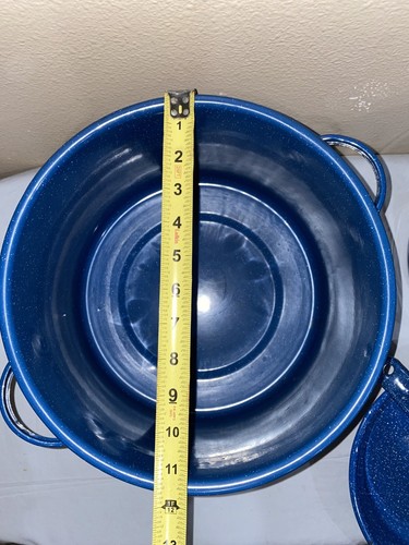 Set di pentole da campeggio vintage 5 pezzi smaltate blu maculate (ToteJJJ) - Foto 14 di 22