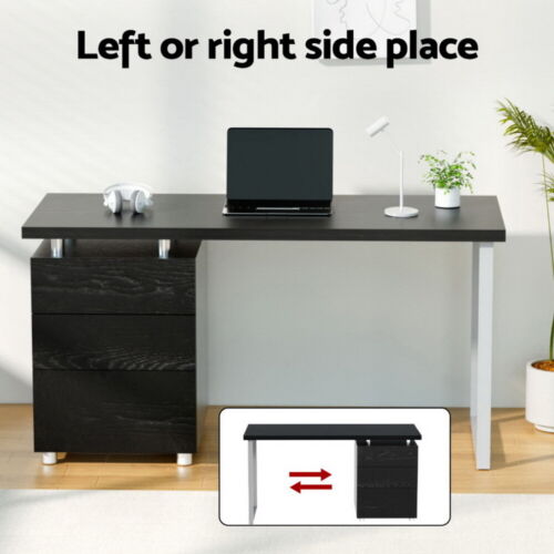 Artiss Corner Computer Desk Office Study Desks Table Drawers Shelves White Black - Picture 3 of 106