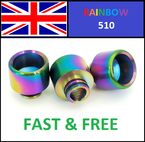 Rainbow 510 Wide Bore Drip Tip for SMOK TFV8 Baby Stainless Steel Mouthpiece UK - Picture 6 of 6