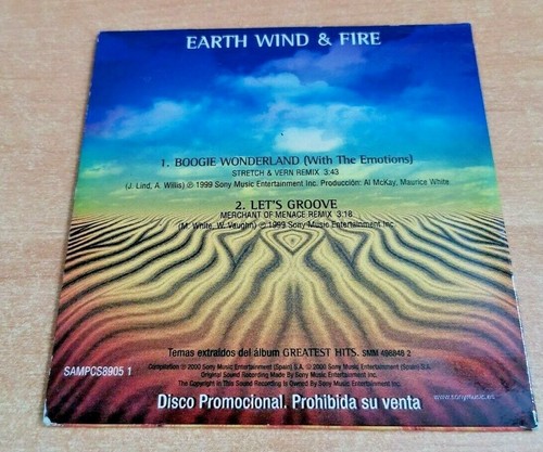 EARTH WIND & FIRE Boogie wonderland REMIX +1 VERY RARE SPAIN PROMO CD SINGLE OOP - Picture 2 of 2