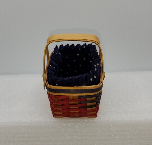 Bradford Basket BWB Miniature Patriotic American " 1999 Flag " w/ Fabric Liner - Picture 2 of 9