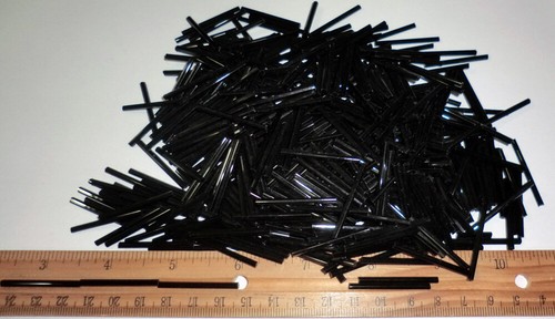 30mm Long Glass Bugle Beads Vintage 100 PC Lot Dark Jet Black - Picture 4 of 4