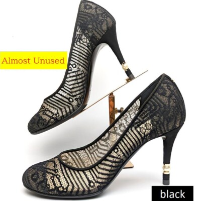 未使用同様美品❤CHANELシャネル　レースアップ　パンプス　36C　ブラック Almost Unused Authentic Chanel Lace Pumps size 36C Black | eBay