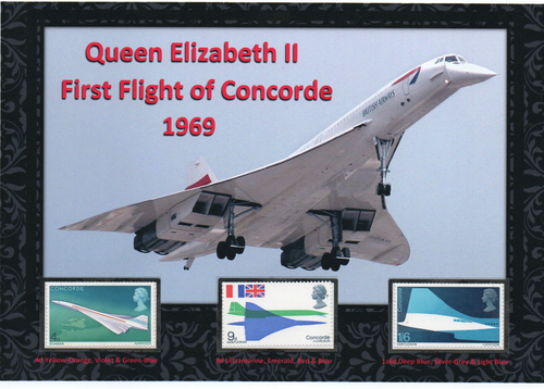QUEEN ELIZABETH II 1969 BEAUTIFUL DISPLAY FIRST FLIGHT OF CONCORDE MINT MNH#4