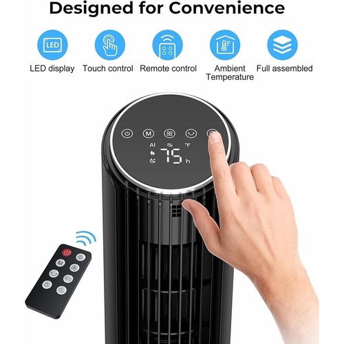 Bladeless Oscillating Desk Fan W/ Remote 4 Speeds 70° Rotation 29dB Quiet New - Picture 8 of 8
