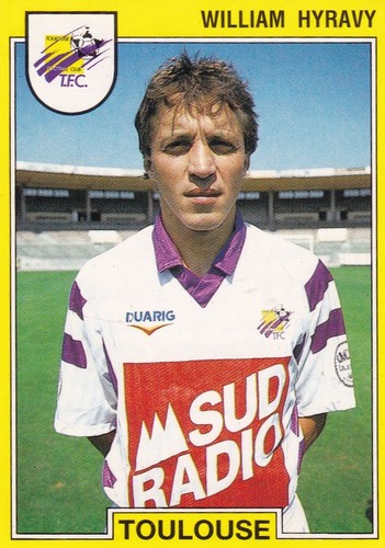 n°282 VIGNETTE PANINI CHAMPIONNAT DE FRANCE 1992 WILLIAM HYRAVY TOULOUSE - Afbeelding 1 van 2