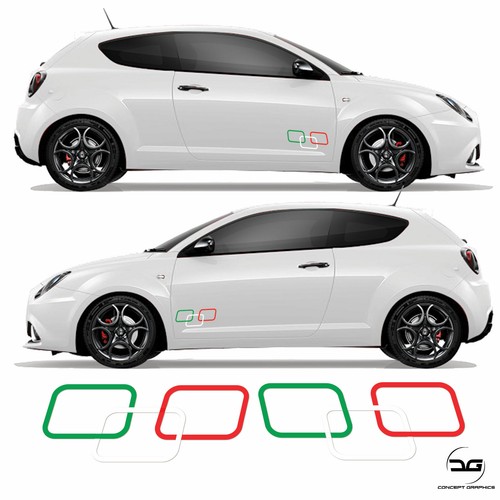 Italian Flag Square Stripes For Alfa Romeo Mito Vinyl Decal Sticker Graphics - Picture 1 of 2
