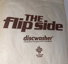 Vintage 1980s The Flip Side Record Store Paper Bag Discwasher AD Prop Flipside