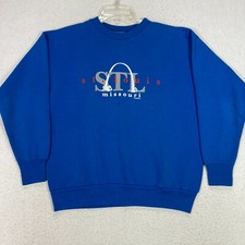 Vintage St Louis Sweatshirt Mens Medium Gateway Arch Cardinals USA Blue 90s
