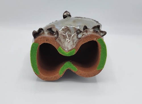 Vintage Art Pottery Owl Glazed Terracotta Grey Brown Studio Art 7" Signed - Picture 9 of 11