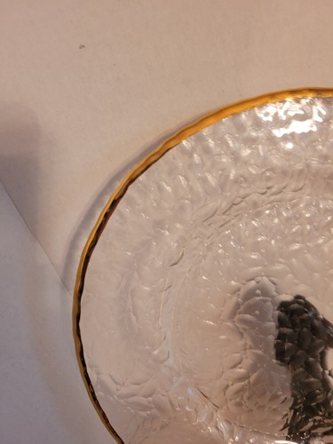 Artistic Accents Bubble Glass Clear Dinner Plates  Gold Trim  11" - Picture 7 of 7