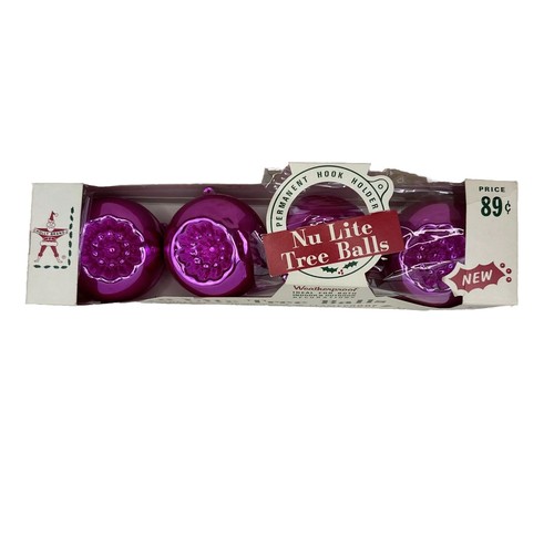 Vintage Holly Marke Nu Lite Ornamente Hot Pink Indents mit Box bruchsicher 3,5 Zoll