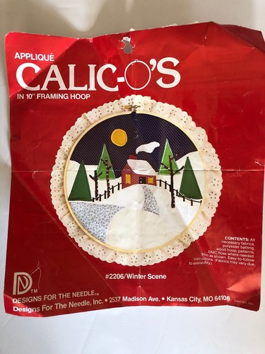 VINTAGE 1982 APPLIQUE CALIC-O'S CALICO COUNTRY 2206 WINTER SCENE 10" HOOP - Picture 2 of 4