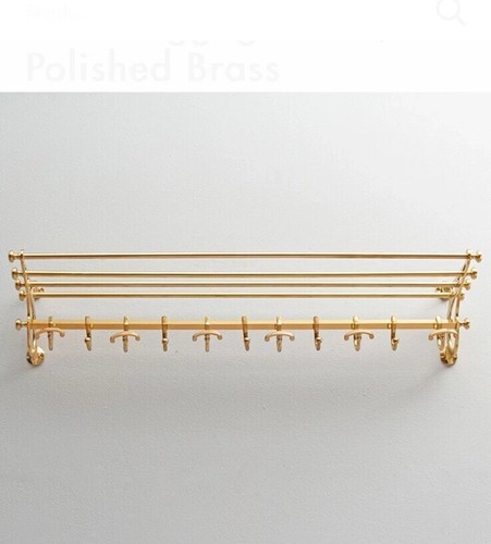 Brass Plating Train Rack Luggage Wall Mounted Rack Bathroom Shelf Hooks Coatrack - Picture 2 of 6