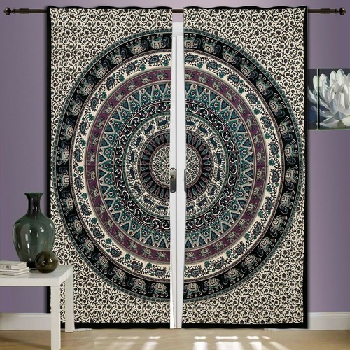 Indian Mandala Window Door Curtains Boho Cotton Tapestry Room Window Curtain - Picture 37 of 122
