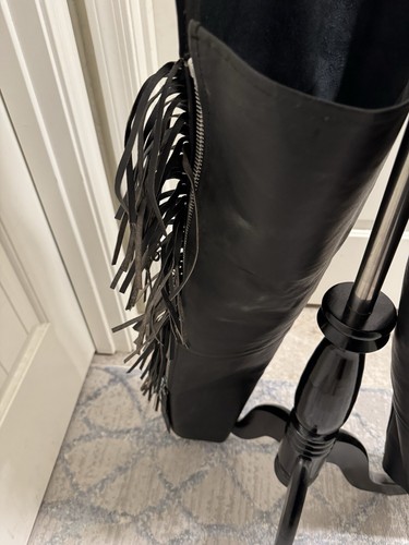 Vintage Sears The Leather Shop Leather Fringe Women's Motorcycle Chaps SZ L - Picture 5 of 21